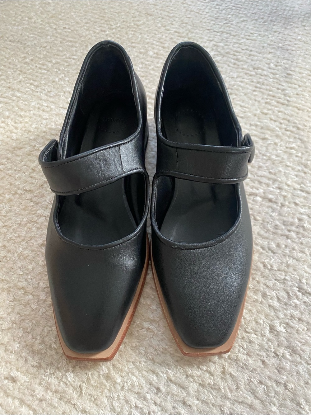 Manolita Black Mary Jane Square Toe Flats